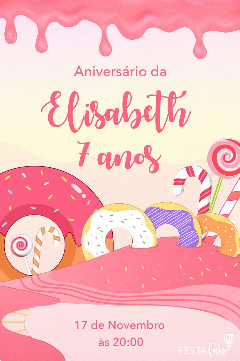 Criar convite de aniversário Convite Doces FestaLab