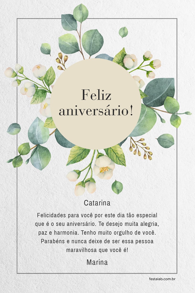 Cartão de comemoração aniversário feminino