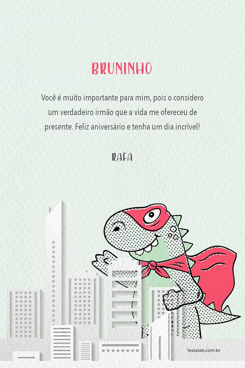 Crie seu Cartão de Aniversário - Heroi Dino com a Festalab
