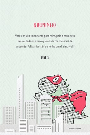Cartao de Aniversario - Heroi Dino