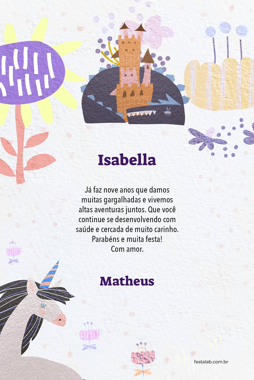 Crie seu Cartão de Aniversário - Jardim Encantado Lilás com a Festalab