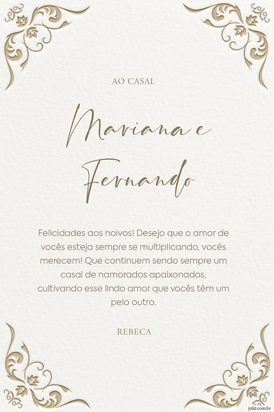 Cartao de Casamento - Arabescos Elegantes