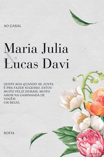 Cartao de Casamento - Arranjo de flores