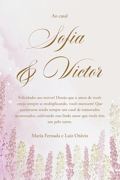 Cartao de Casamento - Arranjo de Lavanda