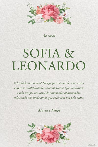 Cartao de Casamento - Arranjo de Rosas