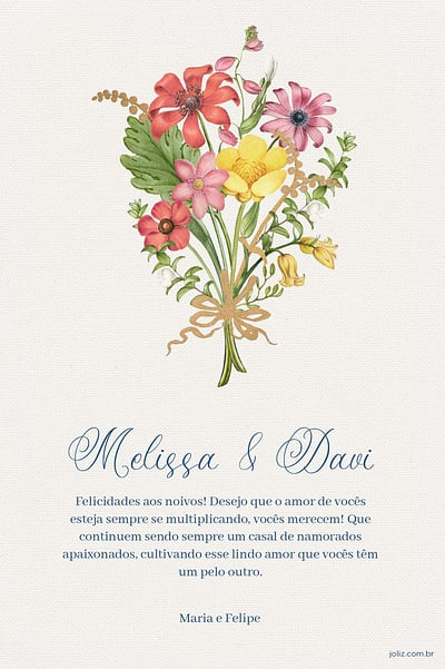 Cartao de Casamento - Buque de Flores
