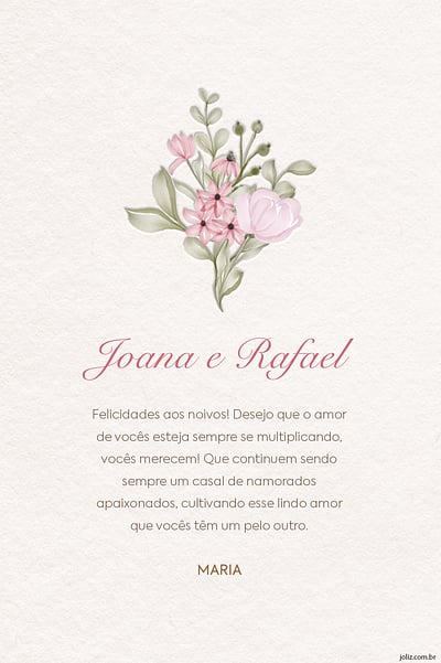 Cartao de Casamento - Buque Rosa-Dourado