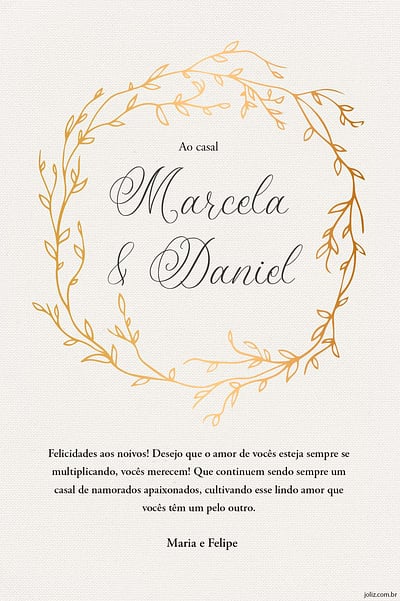 Cartao de Casamento - Coroa Dourada