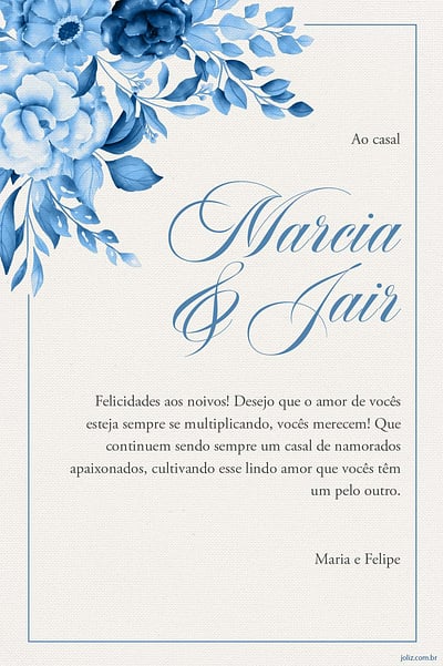 Cartao de Casamento - Flor Azul