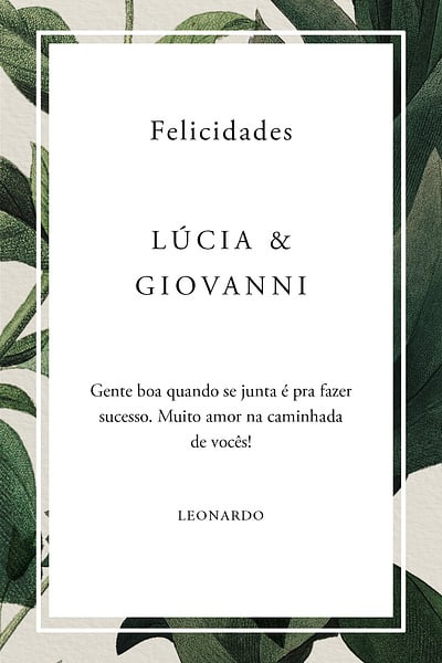 Cartao de Casamento - Floral Verde