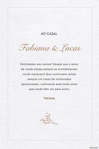 Cartao de Casamento - Folha dourada