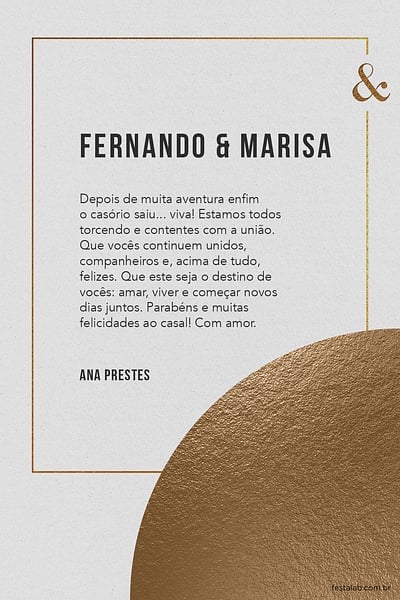 Cartao de Casamento - Gold Puro