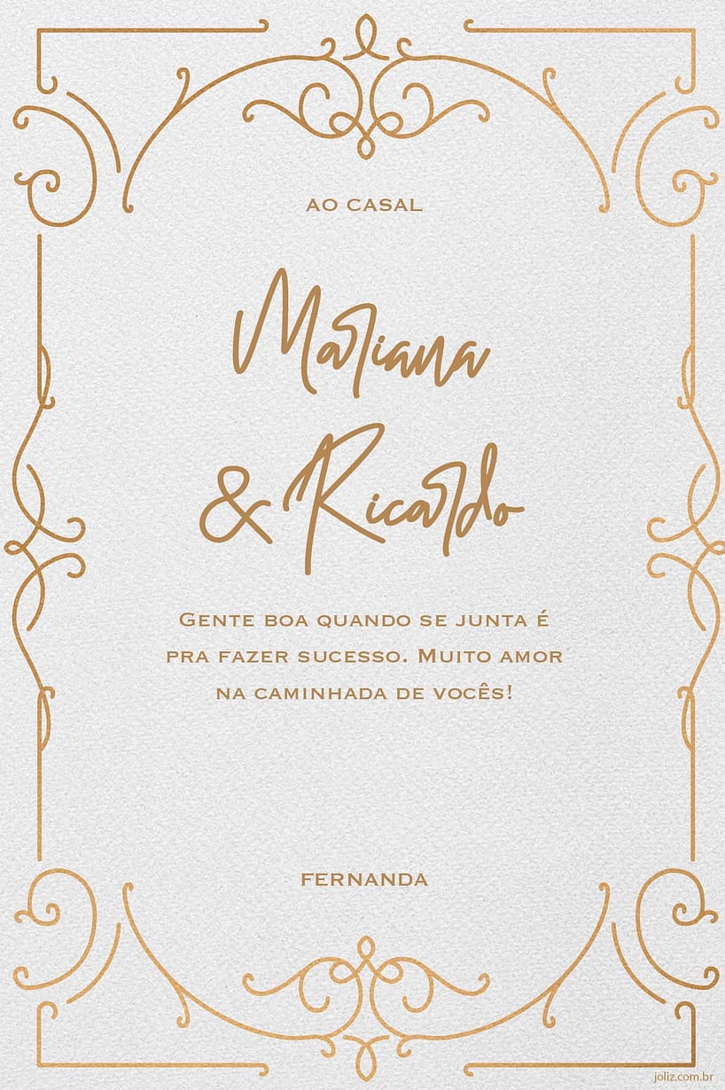 Personalize seu Cartão de Convite De Casamento Clássico com a Festalab