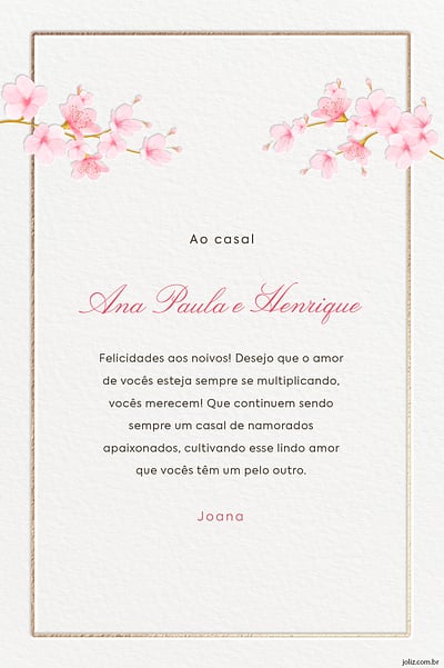 Cartao de Casamento - sakuras delicadas