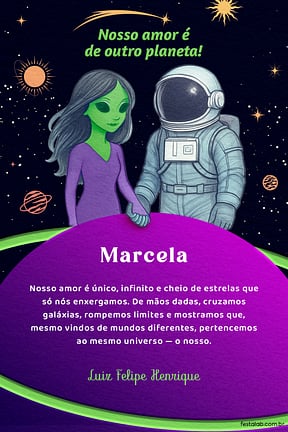 Cartao de Ocasioes especiais - Amor de Outro Planeta