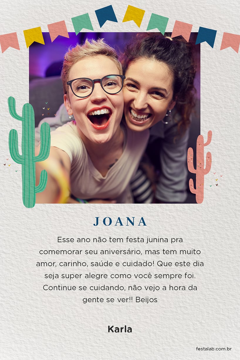 Cartao de Ocasioes especiais - Bandeirinhas e Cactos