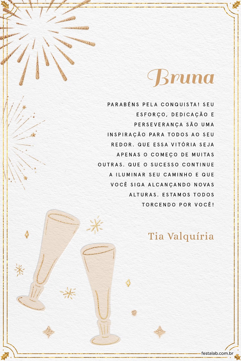 Cartao de Ocasioes especiais - Brilhos e champanhe