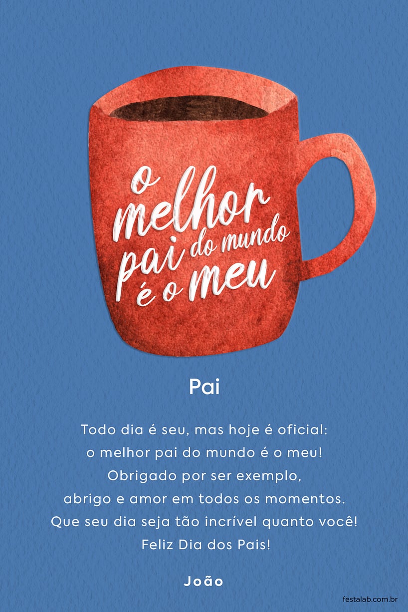 Crie seu Cartão de Ocasiões especiais - Caneca de Pai com a Festalab