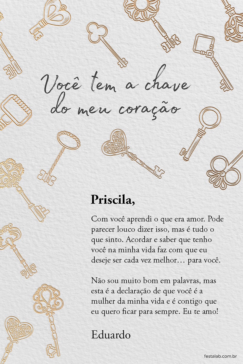 Cartao de Ocasioes especiais - Chave do Coracao