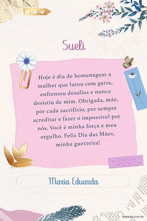 Cartao de Ocasioes especiais - Colagem de Flores