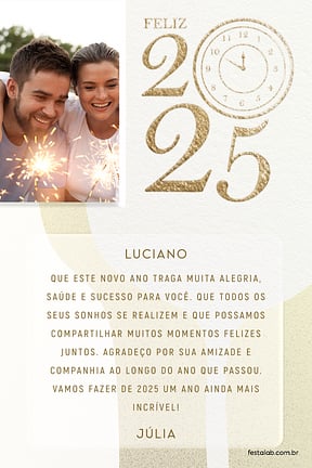 Cartao de Ocasioes especiais - Comemorando o Ano Novo Branco