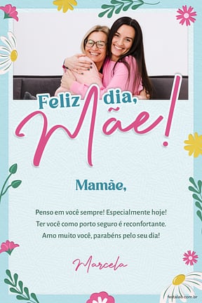 Cartao de Ocasioes especiais - Dia das Maes Florido