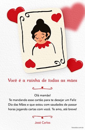 Cartao de Ocasioes especiais - Dia das Maes Rainha de Todas