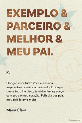 Cartao de Ocasioes especiais - Exemplo de Pai