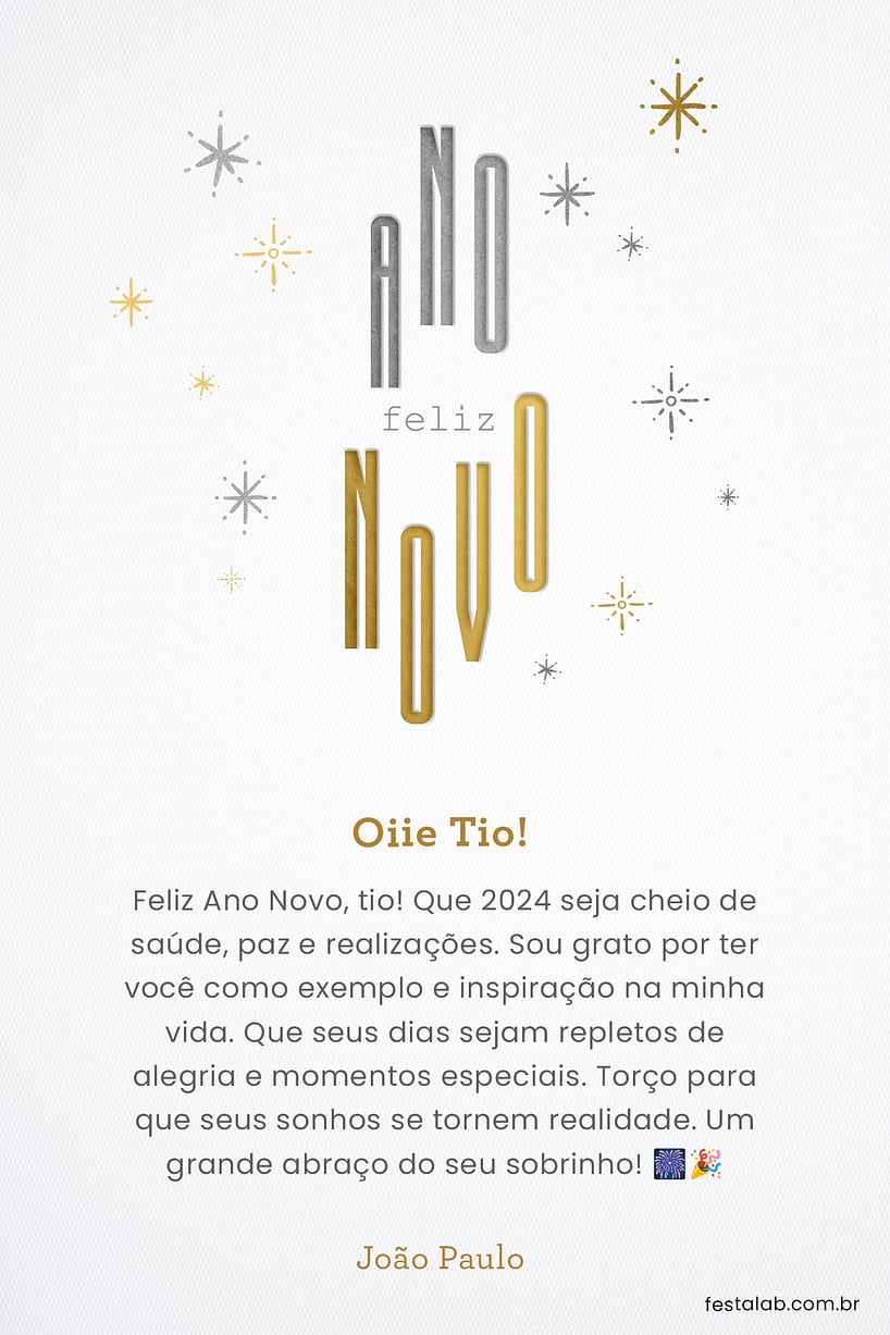 Cartao de Ocasioes especiais - Feliz ano novo minimalista