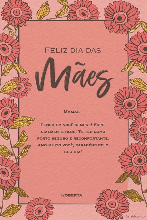 Crie seu Cartão de Ocasiões especiais - Flores Rosa com a Festalab