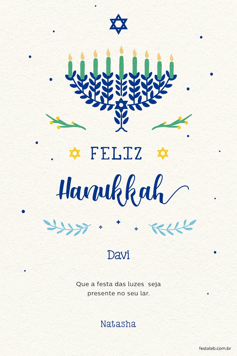 Crie seu Cartão de Ocasiões especiais - Hanukkah com a Festalab