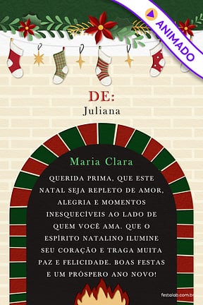 Cartao de Ocasioes especiais - Lareira Natalina