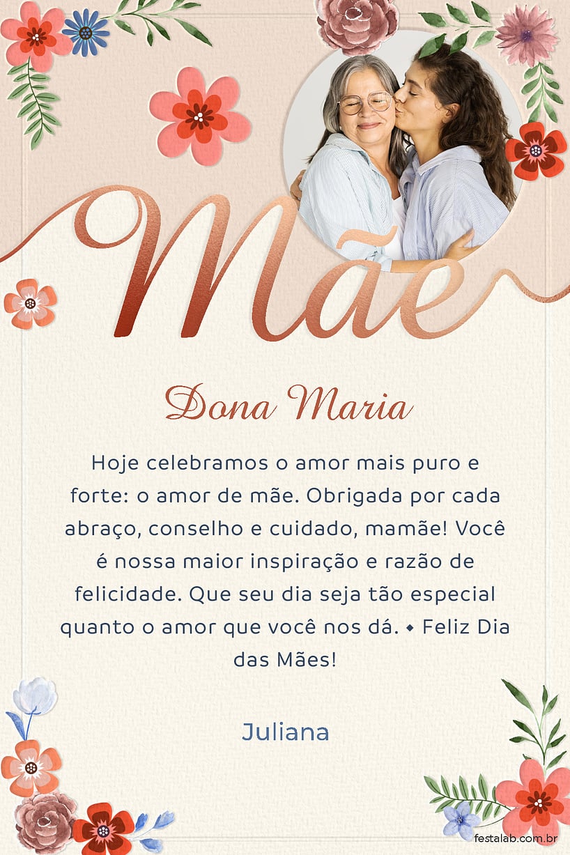 Cartao de Ocasioes especiais - Mae Flores Rose