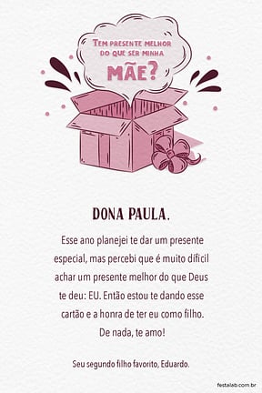 Cartao de Ocasioes especiais - Mae Presente