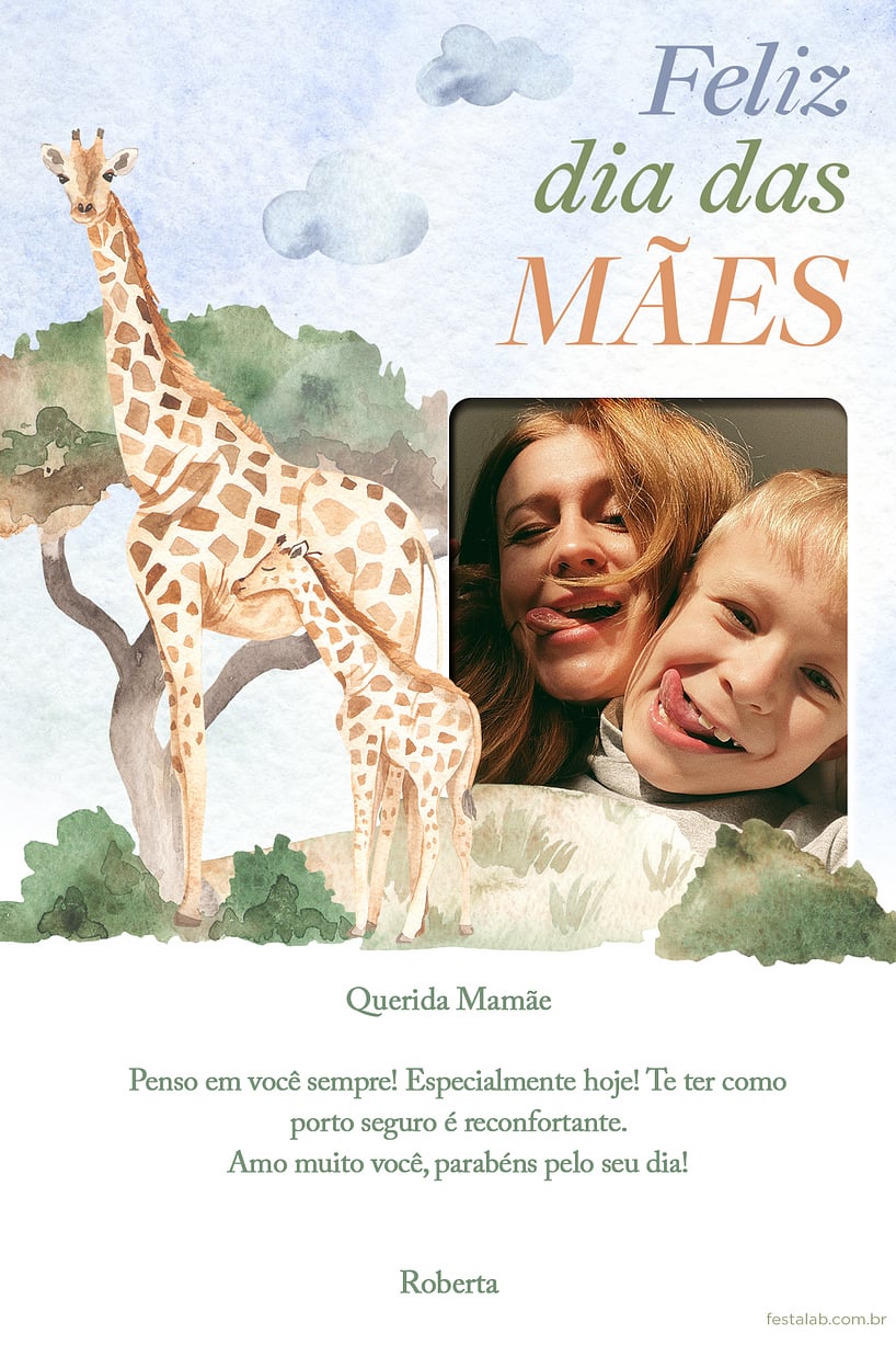 Crie seu Cartão de Ocasiões especiais - A Mamãe Girafa com a Festalab