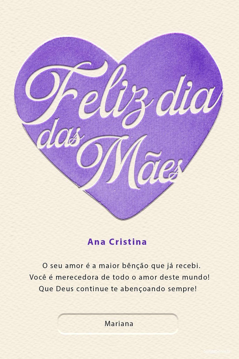 Cartao de Ocasioes especiais - Meu coracao, lilas