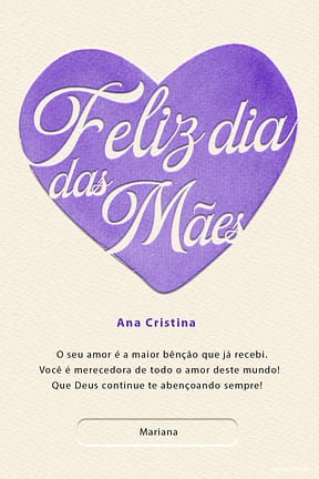 Cartao de Ocasioes especiais - Meu coracao, lilas