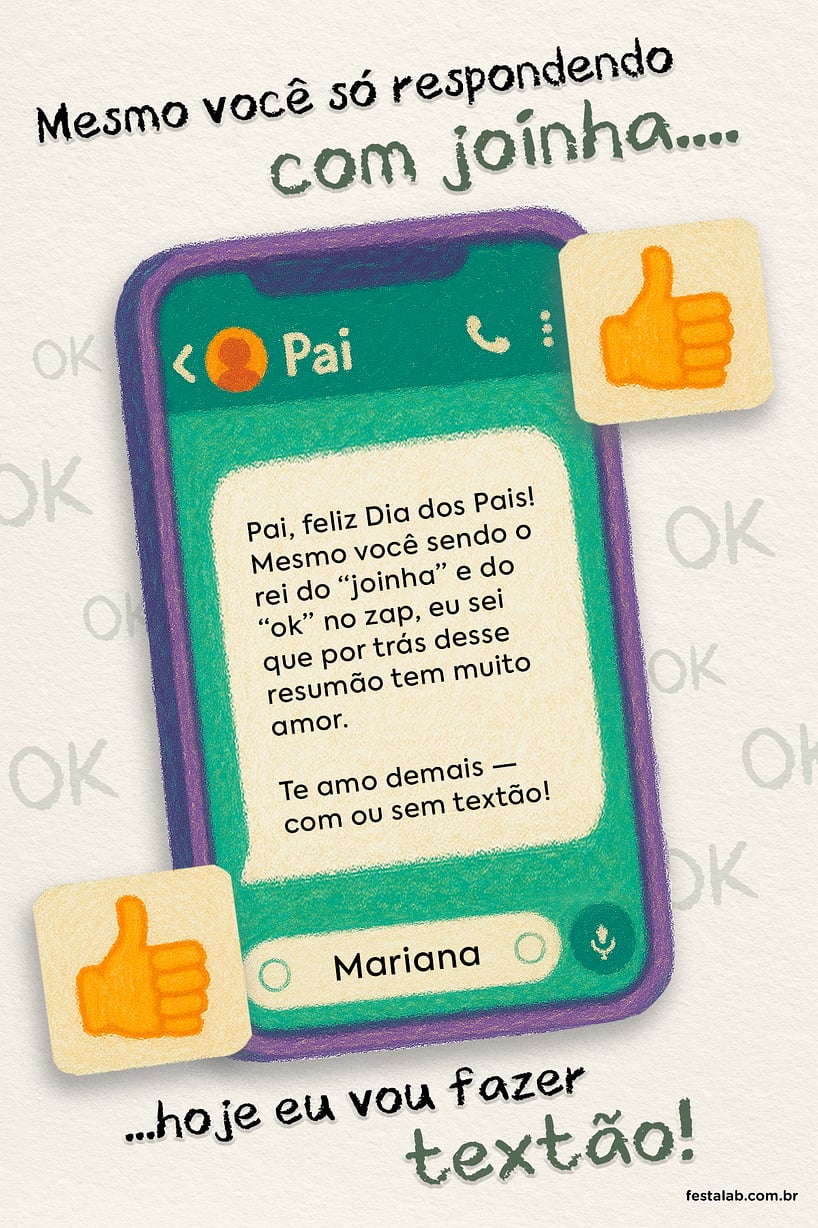 Crie seu Cartão de Ocasiões especiais - Meu pai no whatsapp com a Festalab