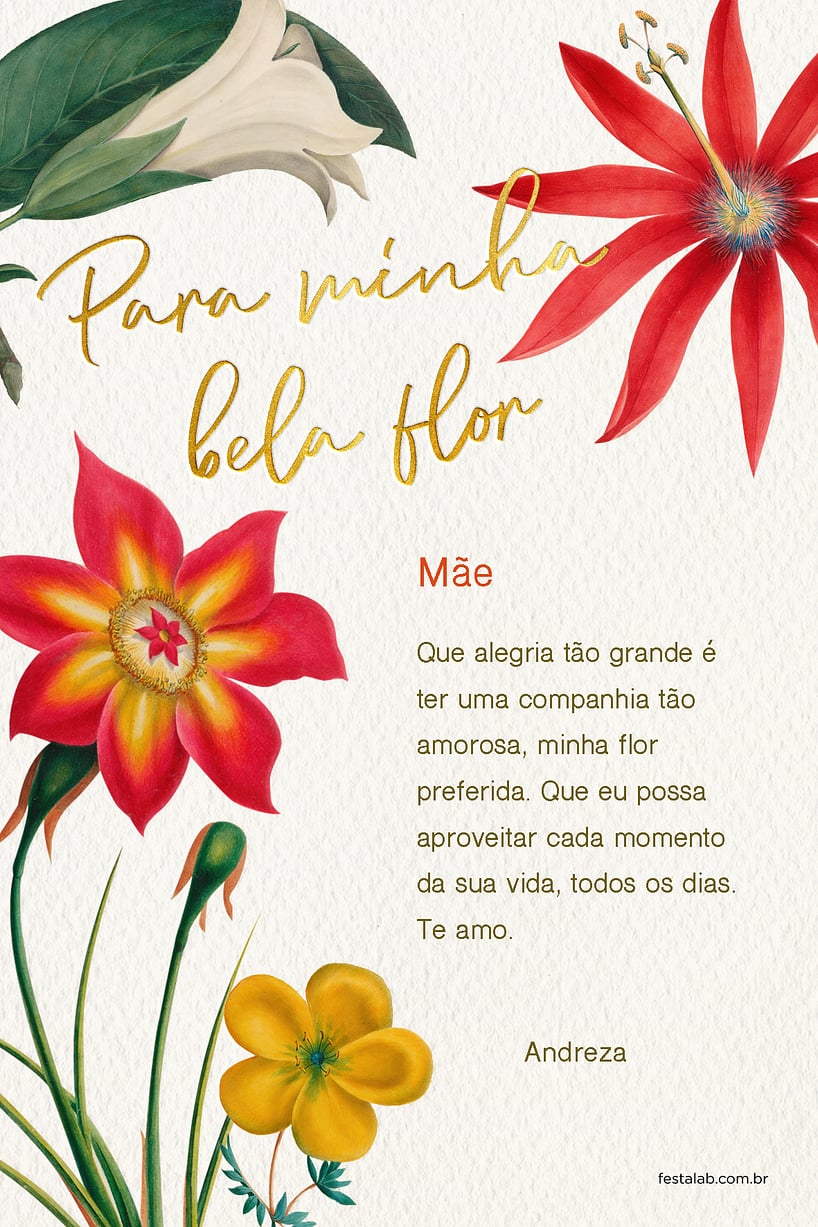 Cartao de Ocasioes especiais - Minha bela flor