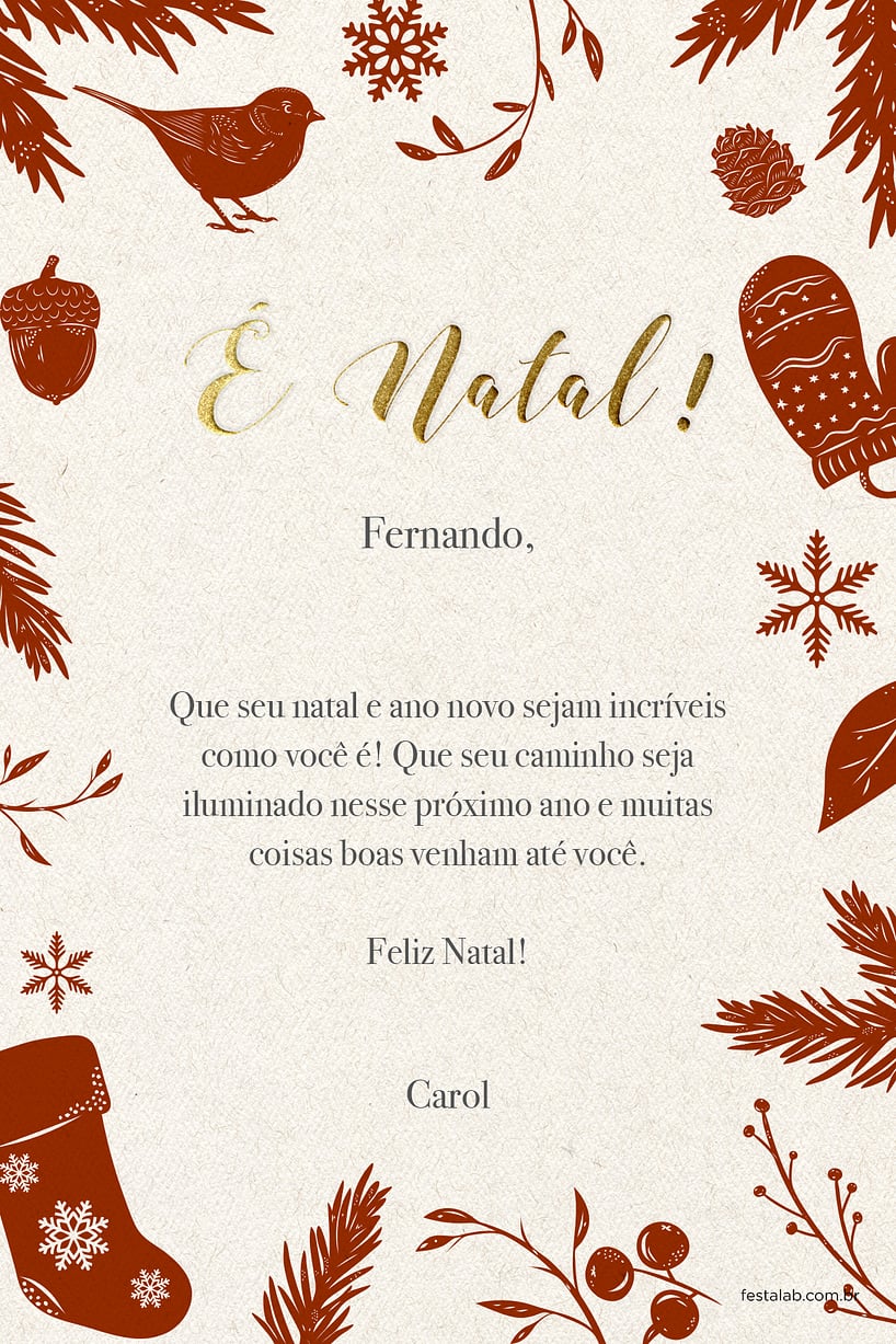Crie seu Cartão de Ocasiões especiais - Natal Vermelho com a Festalab