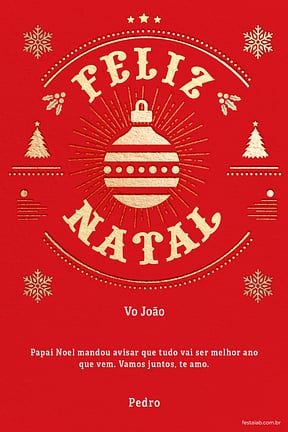 Cartao de Ocasioes especiais - Natal classico vermelho