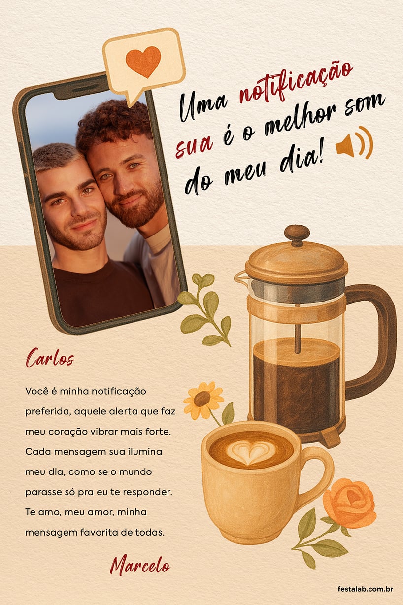 Cartao de Ocasioes especiais - Notificacao do Meu Coracao