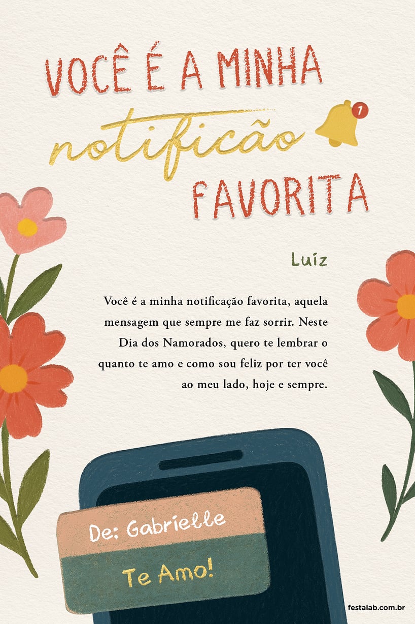 Crie seu Cartão de Ocasiões especiais - Notificação Favorita com a Festalab