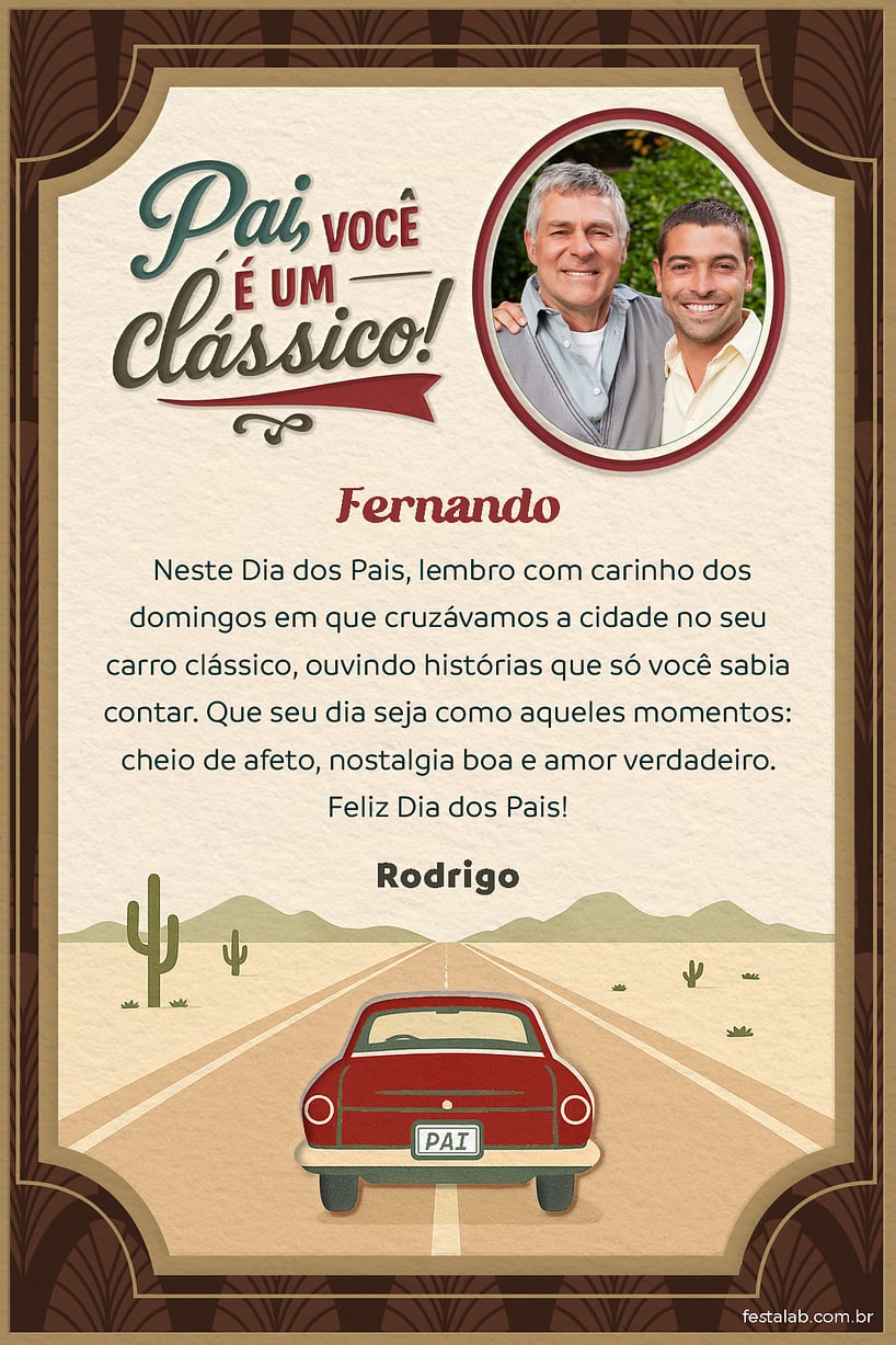 Cartao de Ocasioes especiais - Pai voce e um Classico