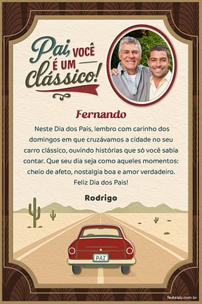 Cartao de Ocasioes especiais - Pai voce e um Classico