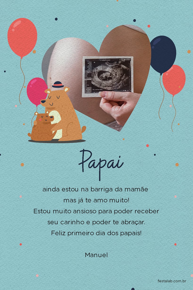 Crie seu Cartão de Ocasiões especiais - Papai Urso com a Festalab