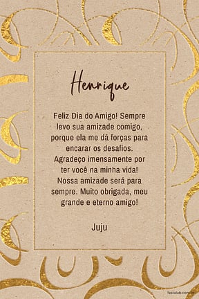 Cartao de Ocasioes especiais - Rustico Dourado