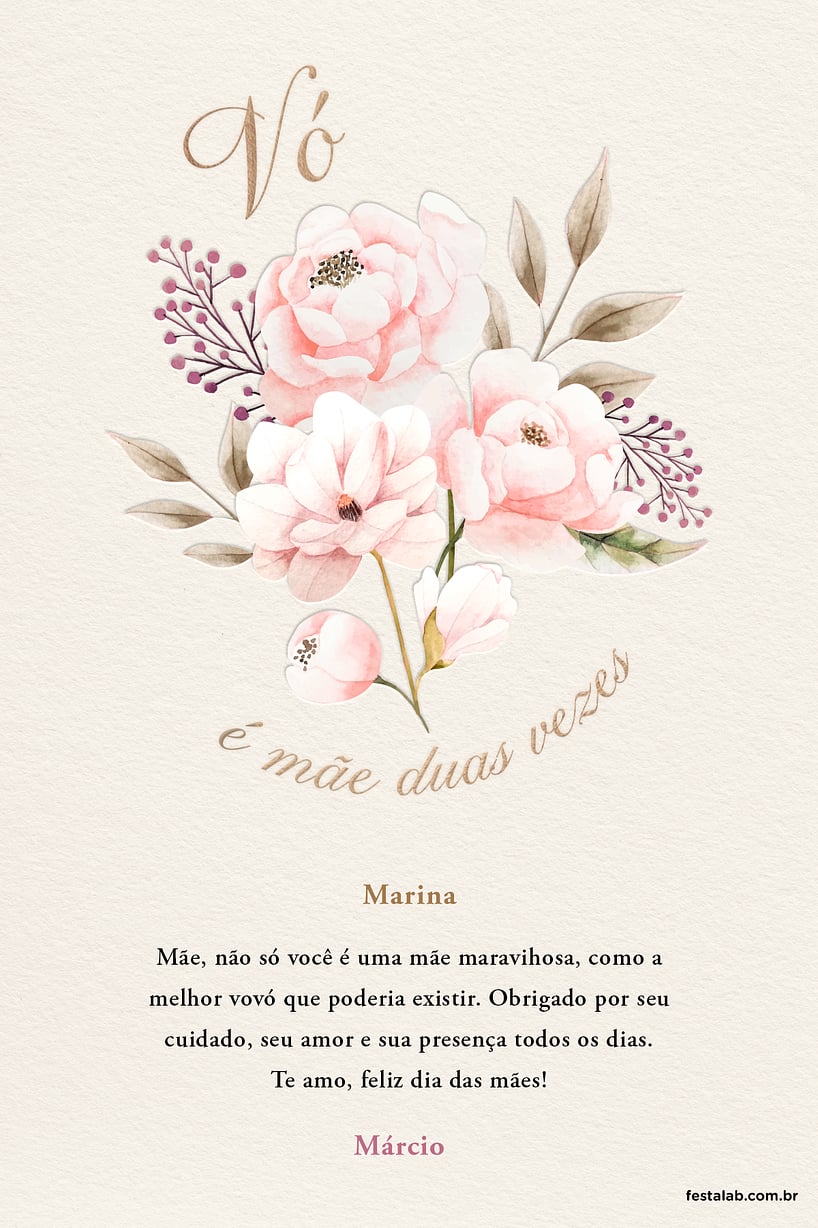 Cartao de Ocasioes especiais - Vo e mae duas vezes