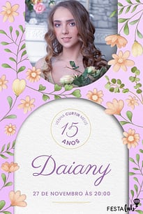 Convite 15 anos florido grátis para editar