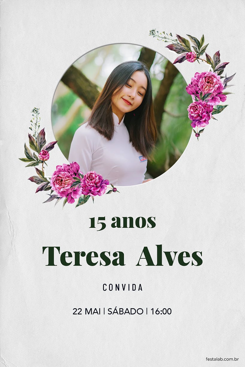 Convite 15 Anos Clássico Paper grátis para editar